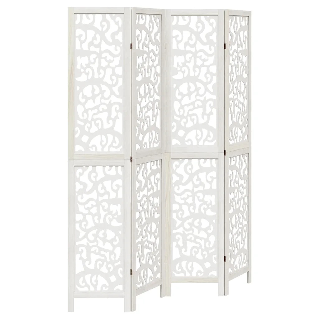Divisorio Ambienti | Divider per stanze | Paravento 4Pannelli Bianco Legno Massello di Paulownia