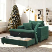 Chaise longue con vano contenitore in metallo e legno verde smeraldo