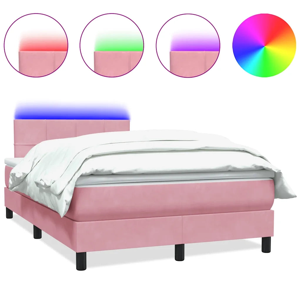 Letto a Molle con Materasso e LED Rosa 120x220 cm in Velluto 3316928