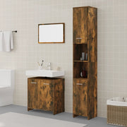 Set Mobili da Bagno 3 pz Rovere Fumo in Legno Multistrato 3152716
