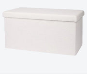 Opacchette rettangolari 76x38x38 cm – Sedia da letto rettangolare con coperchio – Beige/Bianco – MDF legno & poliester – Massimo 90 kg – Sedia da giardino pieghevole con spazio di stoccaggio