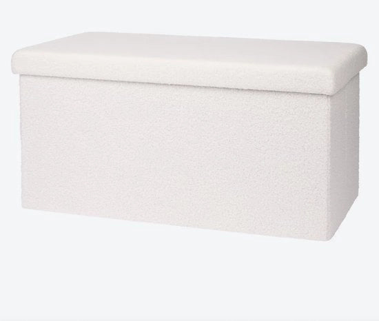Opacchette rettangolari 76x38x38 cm – Sedia da letto rettangolare con coperchio – Beige/Bianco – MDF legno & poliester – Massimo 90 kg – Sedia da giardino pieghevole con spazio di stoccaggio