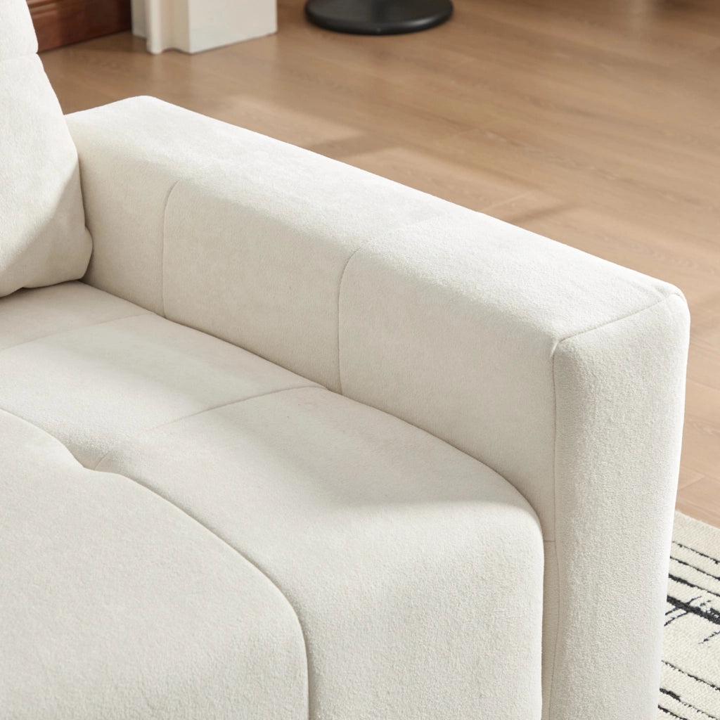 Divano letto 213x94x84 cm con schienale regolabile; 3 posti; in chenille beige bianco