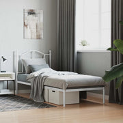Giroletto con Testiera-Struttura Letto con testiera Metallo Bianco 90x190 cm 152427
