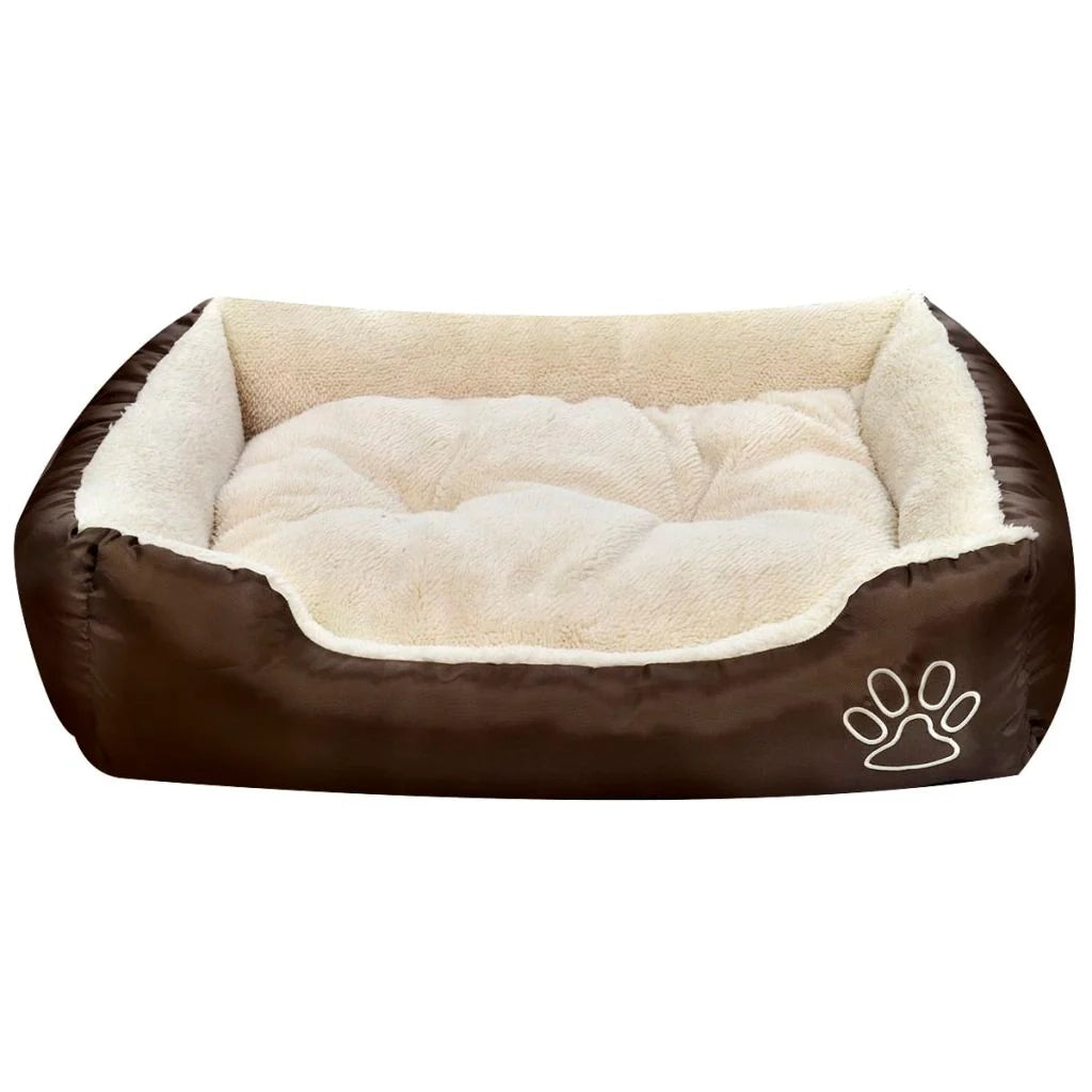 Cuccia calda per cani con cuscino imbottito 75 cm marrone e beige 02_0001553