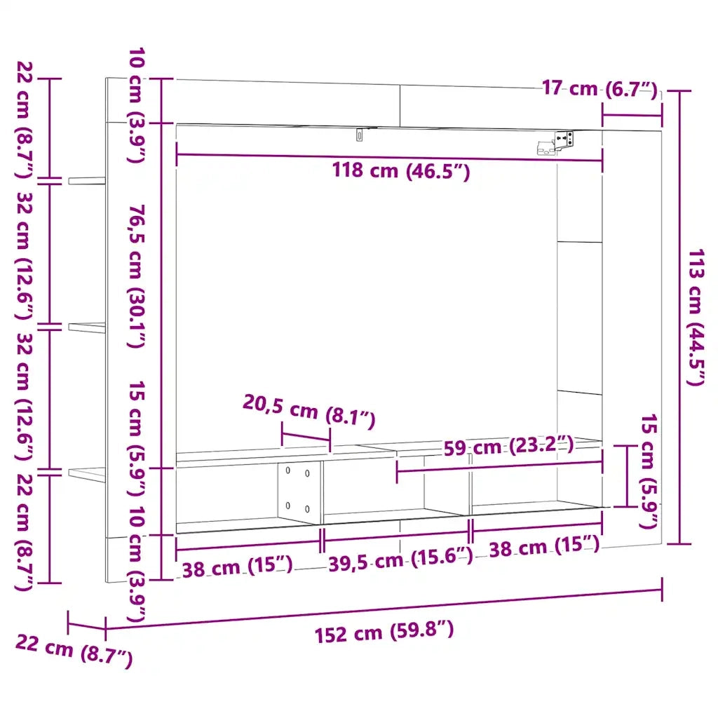 Mobile Porta TV Grigio Sonoma 152x22x113cm in Legno Multistrato 833728