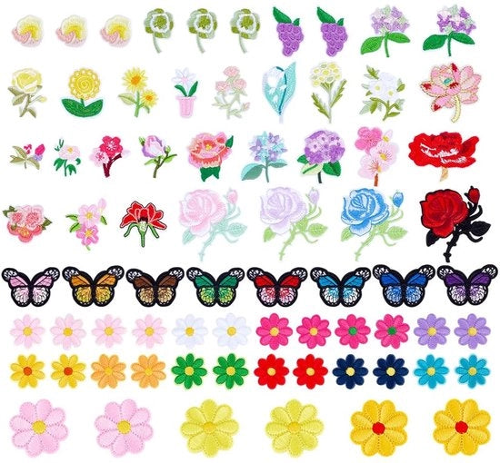 72 pezzi di mini fiori applicabili - Patches con applicazioni in filo per abbigliamento e accessori