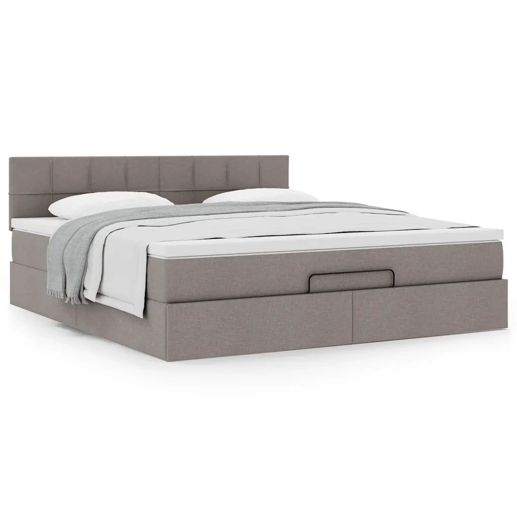 Struttura Letto Pouf con Materasso Tortora 180x200cm in Tessuto 3311481