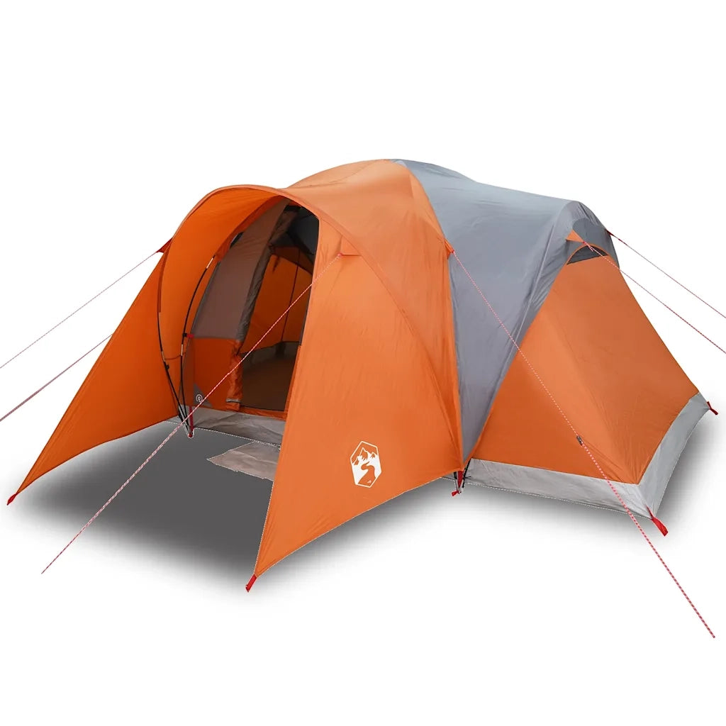 Tenda da Campeggio a Cupola 6 Persone-Tenda per Escursionismo Grigio e Arancione 831791