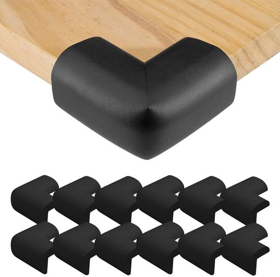Protezione angolare per tavolo - 12 pezzi - Protezione angolare con bordo morbido - Protezione angolare per tavolo - Protezione angolare con bordo antiurto - Senza residui di colla - Anti-urto - Protezione angolare per tavolo - Nero
