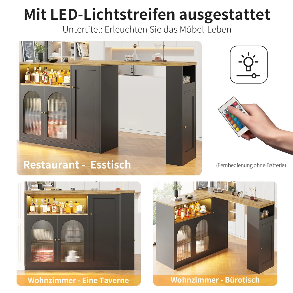 BARTISCH Girevole 360° 108x39,6x97 cm MDF Nero Effetto Legno con LED