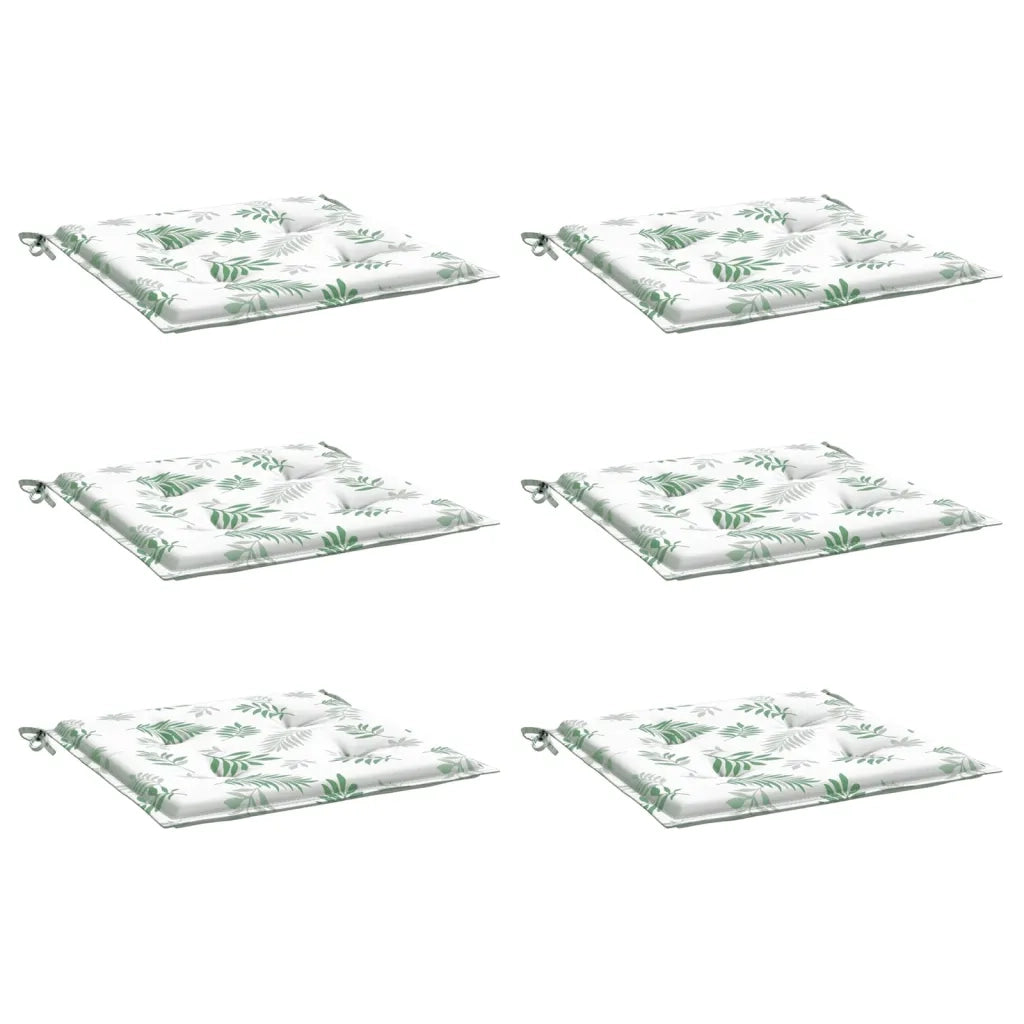 Cuscini per Sedia 6 pz | Cuscini per sedie Motivo a Foglie 40x40x4 cm Tessuto