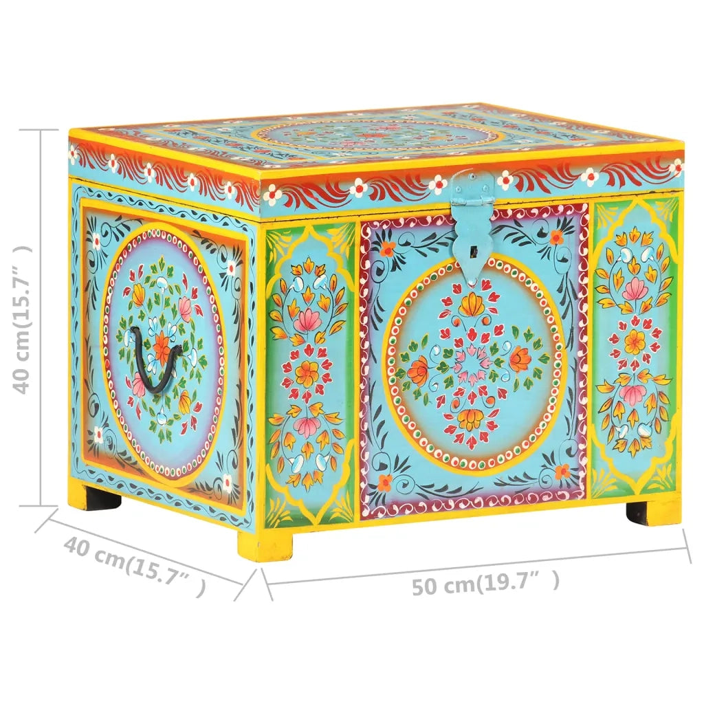Baule Dipinto a Mano 50x40x40 cm in Legno Massello di Mango cod mxl 60019