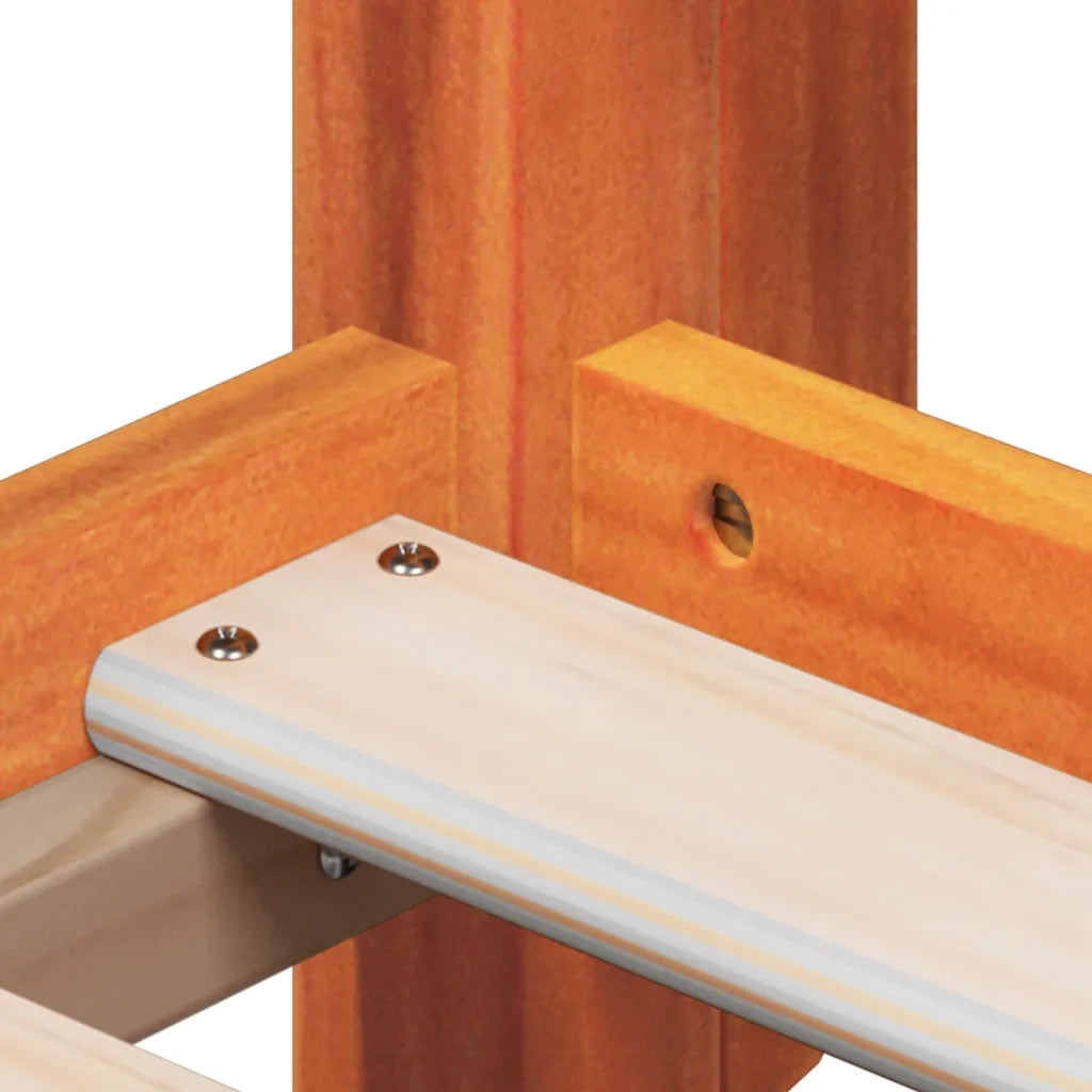 Letto a Soppalco con Tetto Cera 75x190cm Legno Massello di Pino