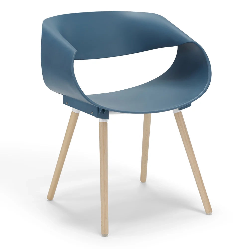 Set 4 sedie in polipropilene DILETTA con gambe in faggio, resistente ai raggi UV, design moderno, ideale per sala da pranzo, cucina, sala d’attesa, bar, ristoranti, colore Petrolio