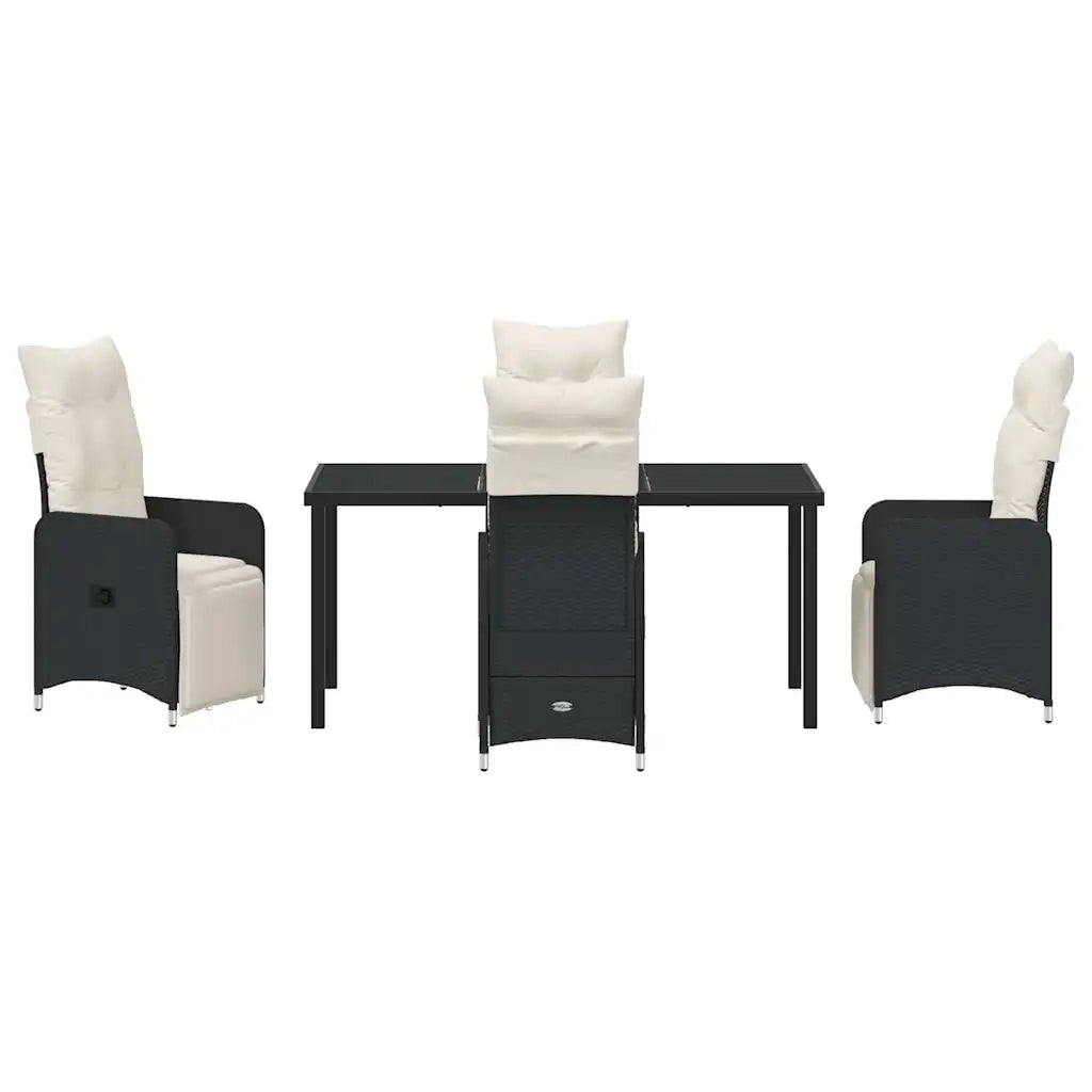 Set da Pranzo per Giardino con cuscino 5 pcs Nero polyrattan 3379663