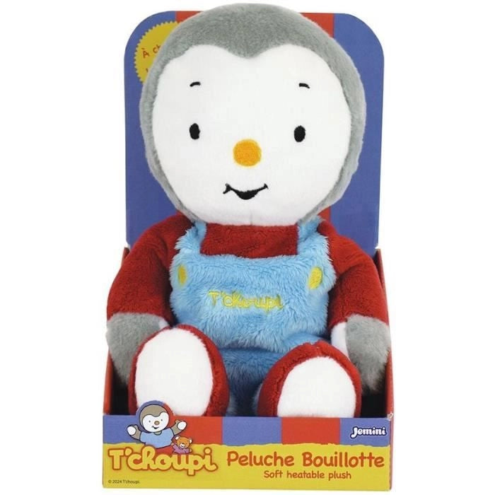 Borsa dell'acqua calda in peluche T'choupi +/- 21 cm con micro perle di argilla - JEMINI - Lenisce i dolori di stomaco e riscalda.