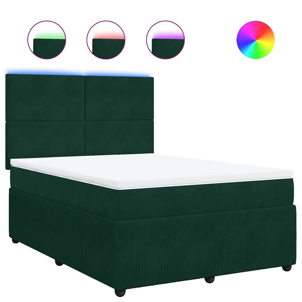 Giroletto a Molle con Materasso Verde Scuro 160x200 cm Velluto