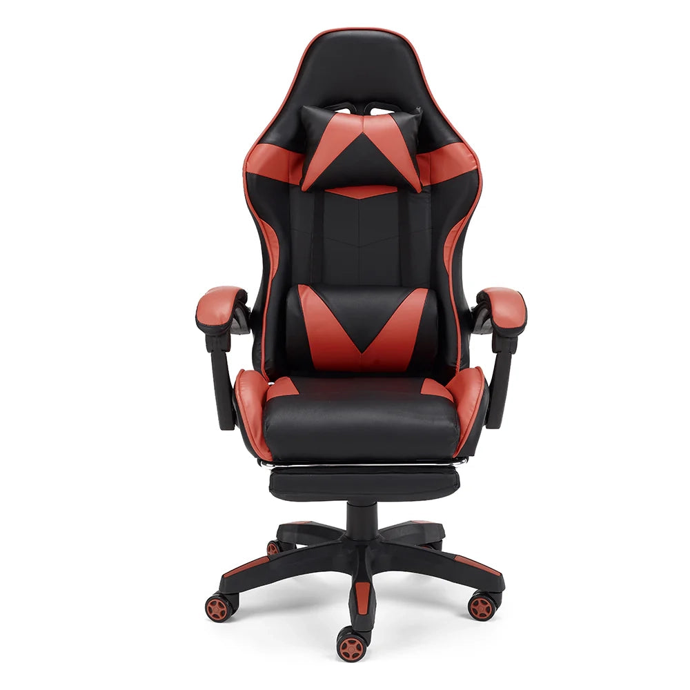 Sedia da Gaming Lagos, Sedia da Gioco e Computer con Schienale Alto e regolabile, Base girevole con Rotelle piroettanti silenziose, Poggiapiedi estraibile, colore Rosso