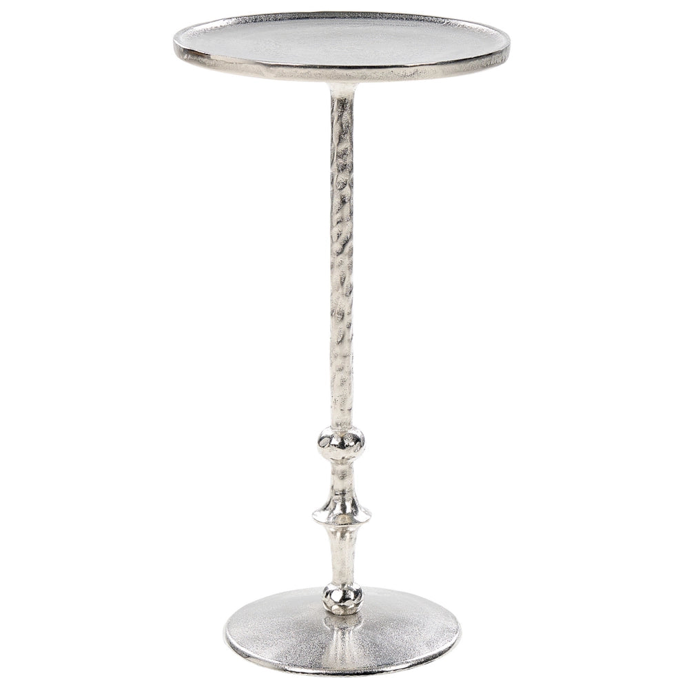 Tavolino in metallo argentato 32 cm a di forma rotonda soggiorno camera da letto