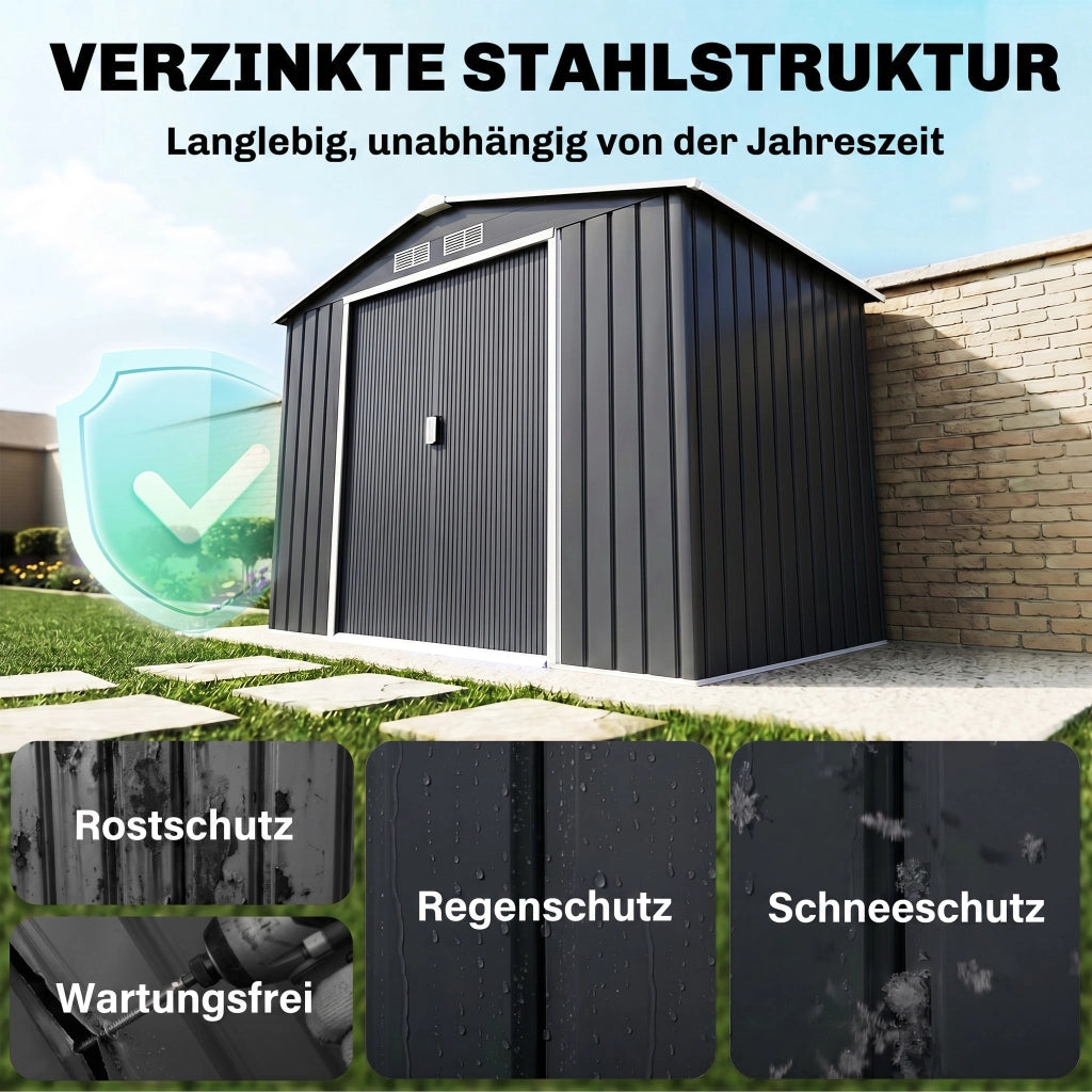 Casetta da giardino con porte scorrevoli ¨C Xylo ¨C Metallo grigio antracite 213x130x185cm