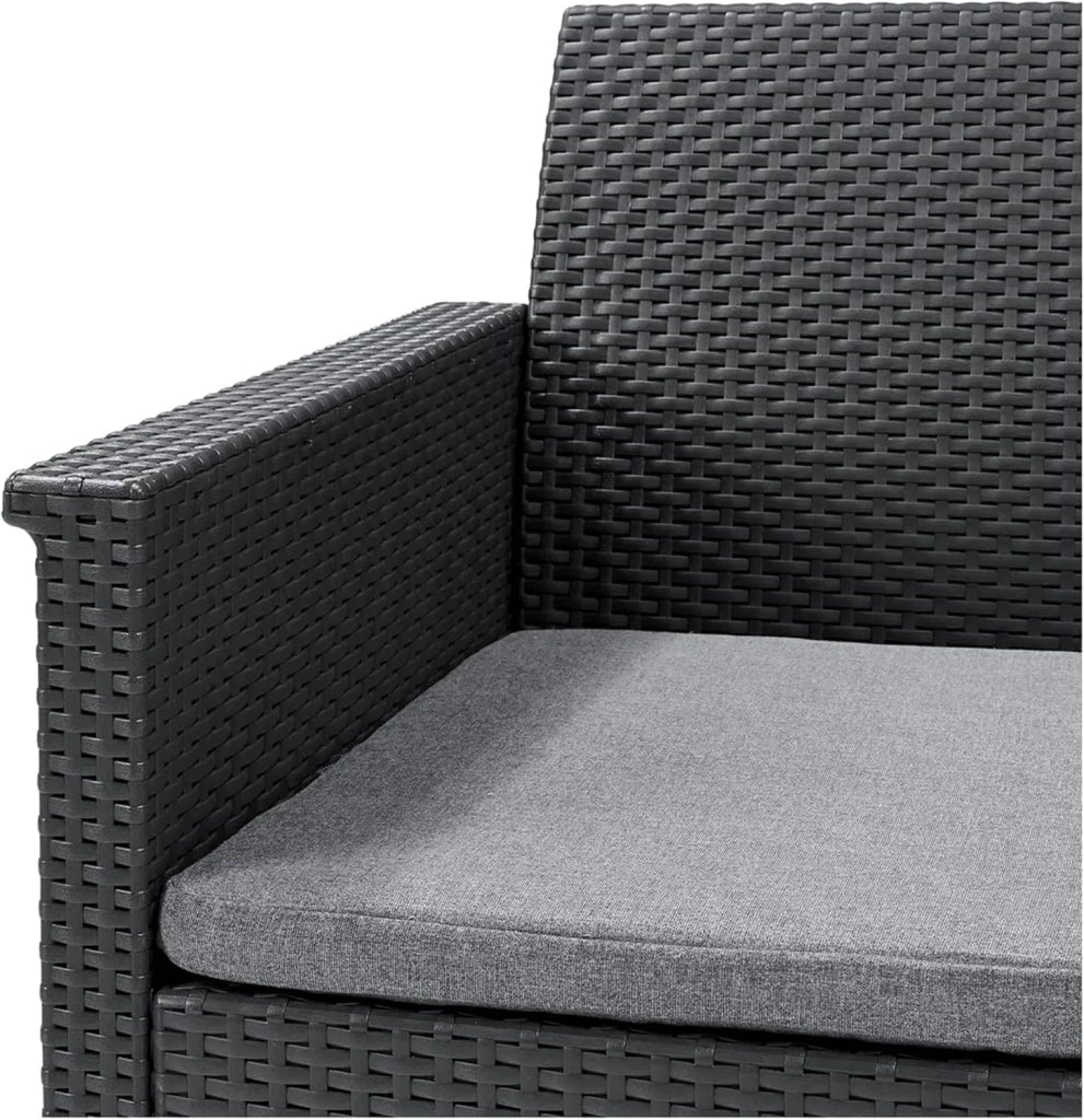 Salottino da Esterno Emma Balcony Set 3 Pezzi in Resina Effetto Rattan Colore Graphite con 2 Poltrone e Tavolino Keter