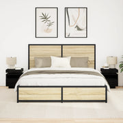 Comodino  con luci LED 2 pezzi Nero Rovere 40x39x48,5 cm
