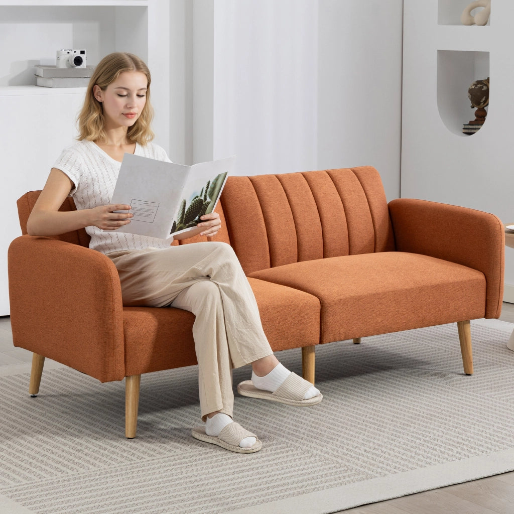 Divano letto 2 posti ¨C zephmum ¨C Tissu marrone, struttura legno