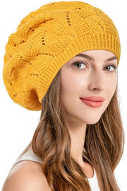 Baret Classico Francese per Donne, Cappello Elegante Autunno/Inverno, Circonferenza 58 cm. Giallo Zucchero