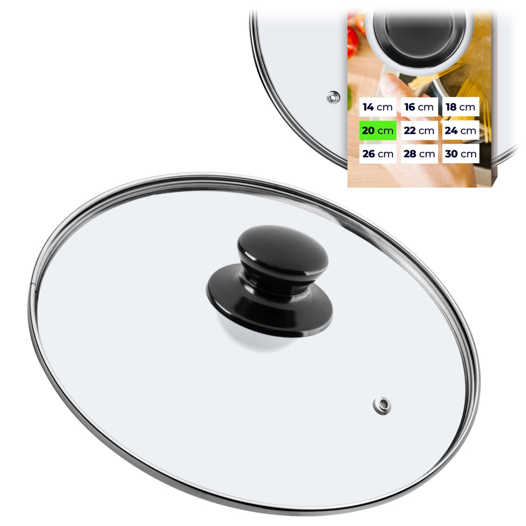 Coperchio in vetro KADAX da 20 cm, universale, resistente al calore, per pentole o padelle.