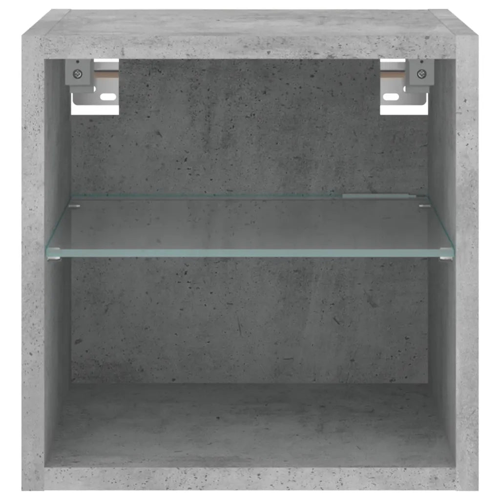 Mobile TV a Parete con Luci LED-Mobile TV a Muro Grigio Cemento 30x28,5x30 cm