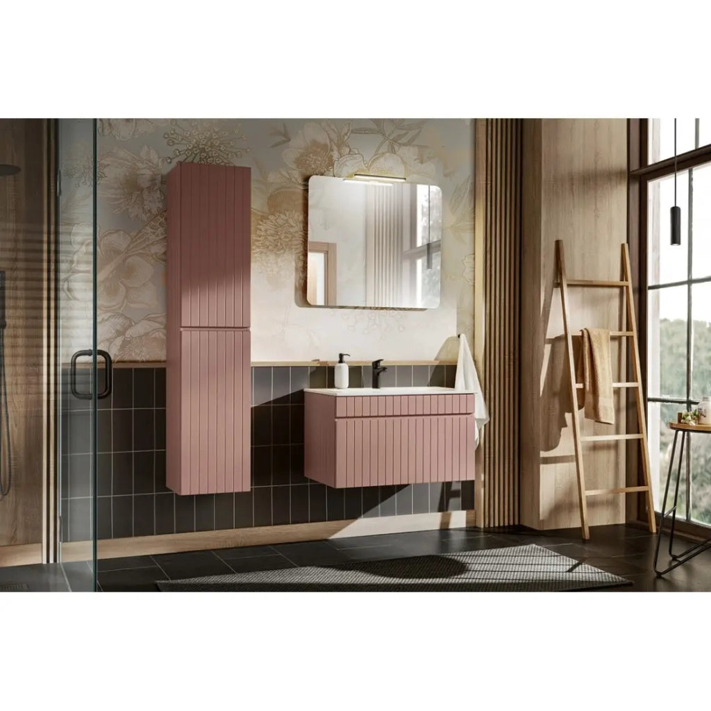 Set bagno ICON: mobile sottolavabo 80cm + lavabo da incasso + specchio + lampada LED + colonna