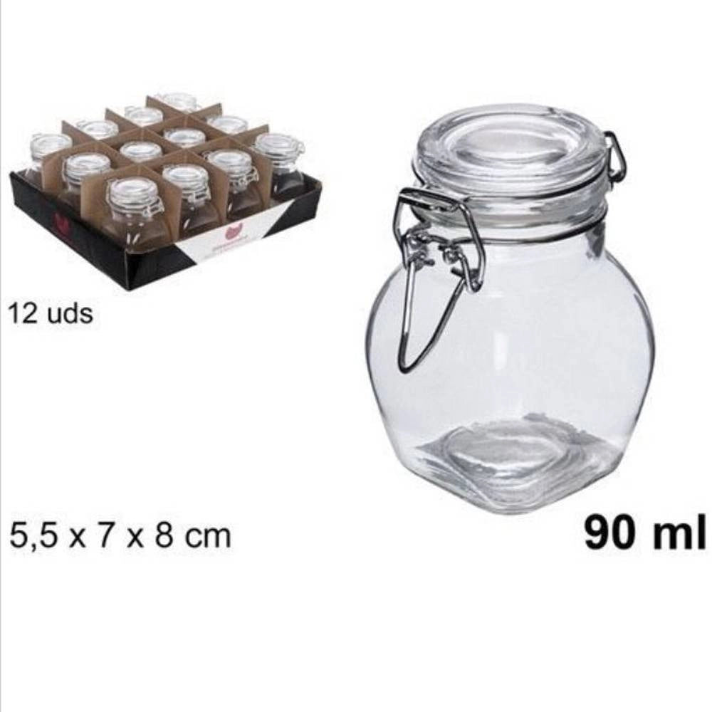 Trade Shop - Set 12 Pz Barattolino Vasetto Con Tappo Ermetico Porta Spezie In Vetro 90ml -