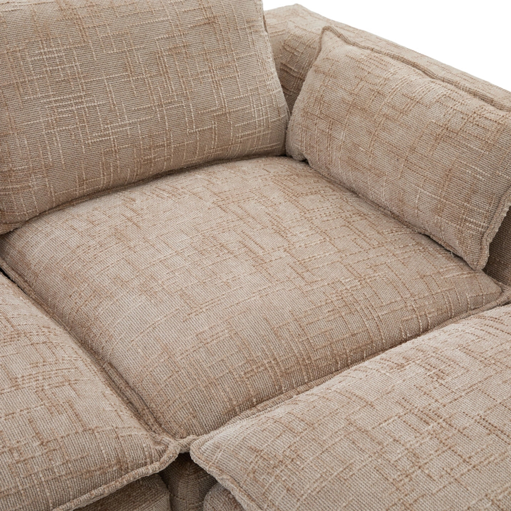 Divano modulare 322x161x75 cm componibile con molle integrate in chenille khaki