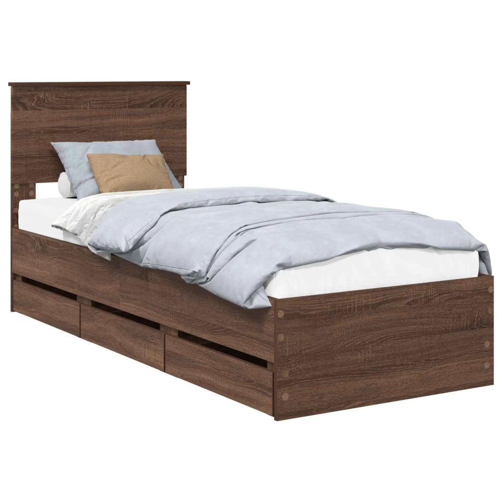Struttura del letto con cassetto Rovere Marrone 75 x 190 cm 3410762