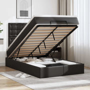 Struttura Letto Pouf con Materasso Nero 120x190 cm Similpelle 3312991