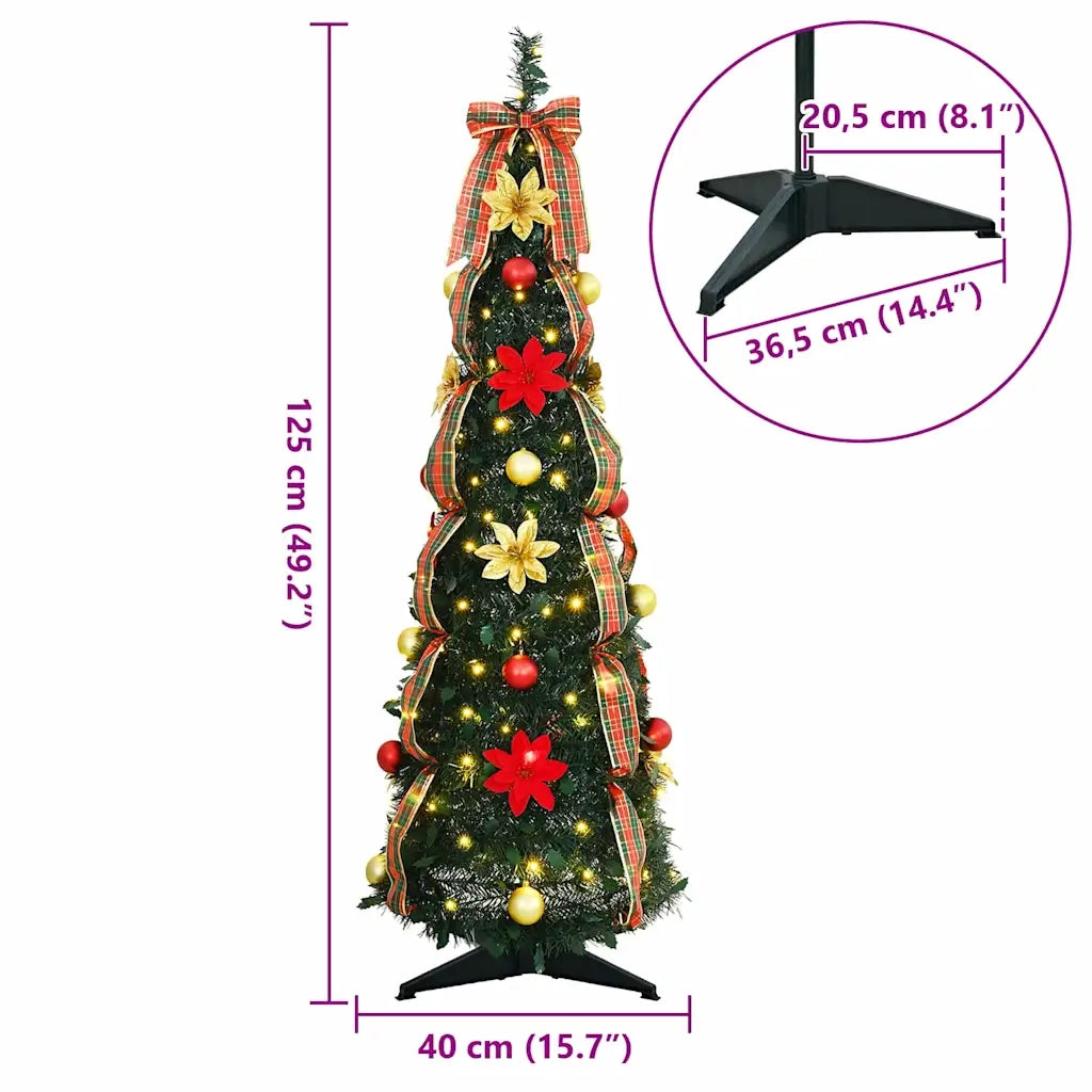 Albero di Natale | Decorazioni natalizie artificiale con 50 LED Verde 125 cm PVC