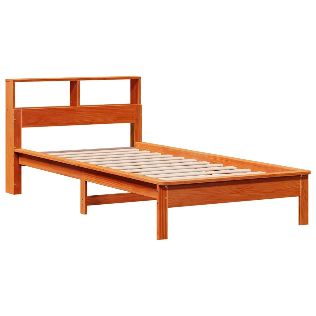Letto Libreria senza Materasso Marrone Cera 75x190 cm in Pino 855737