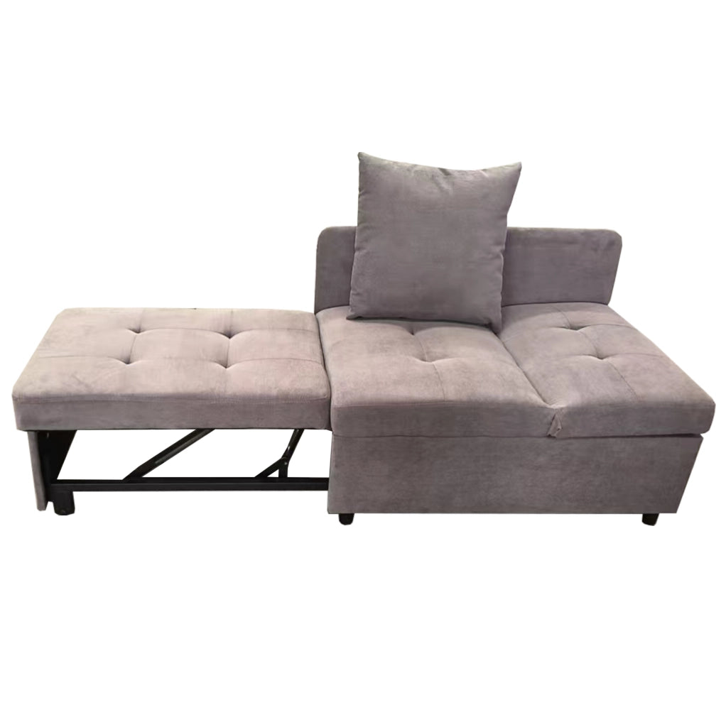 Divano letto 3 in 1 con schienale regolabile in tessuto di lino grigio