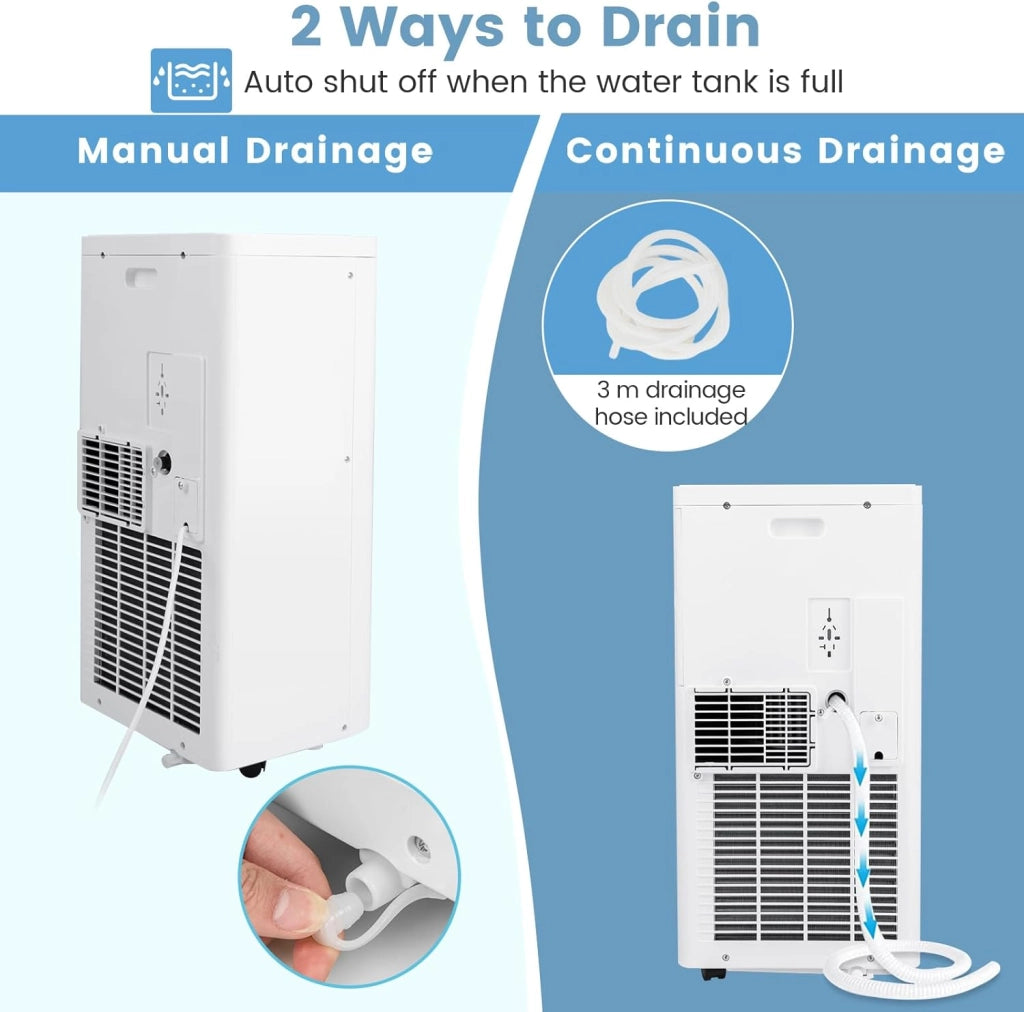 Condizionatore Portatile 9000 BTU, 960W, 4 Modalità - Ventilazione & Deumidificazione & Raffreddamento & Sonno, Controllo con Display a LED e Telecomando, Timer 24 Ore
