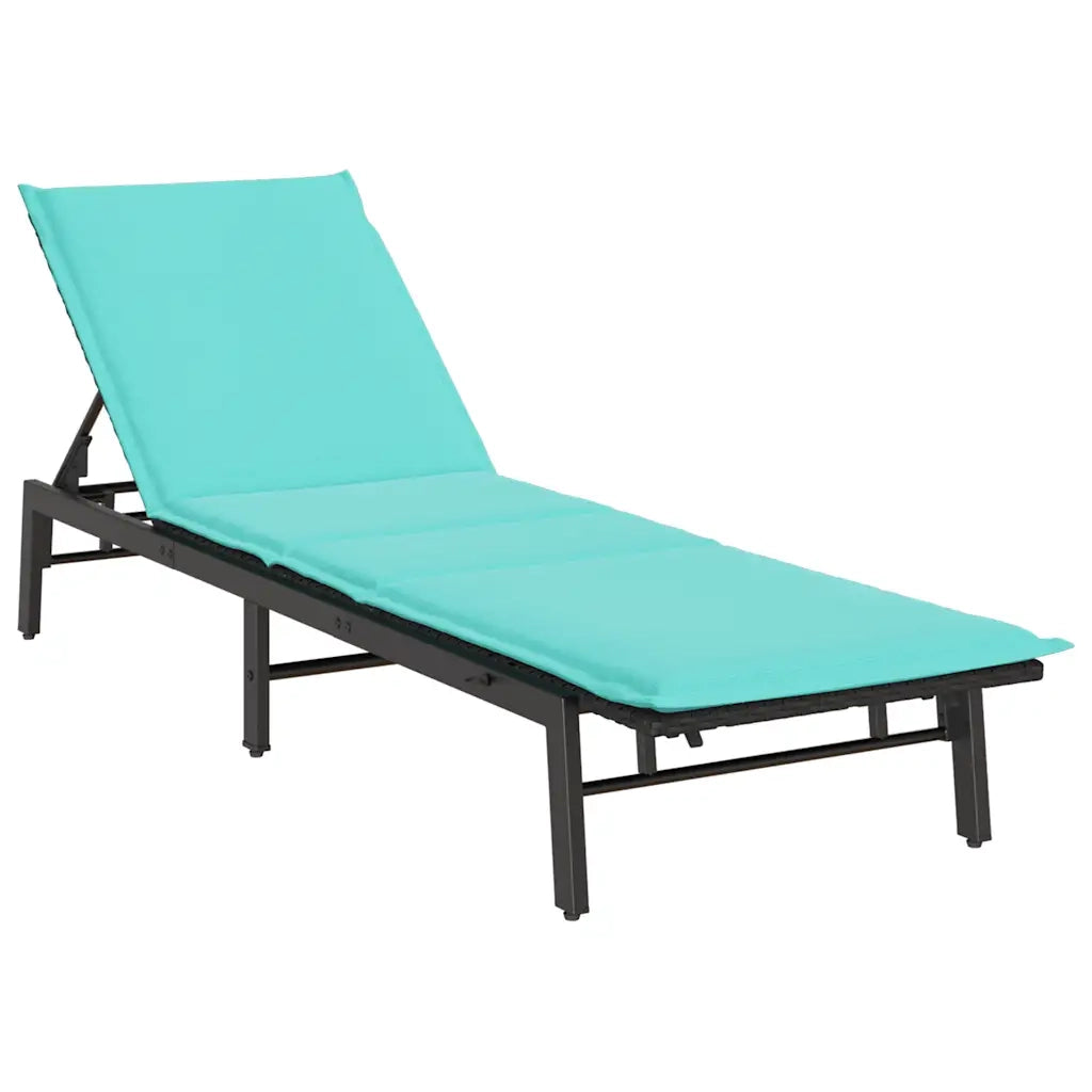 Lettino Prendisole | Sdraio da giardino | Lettino da sole con Cuscino Nero in Polyrattan