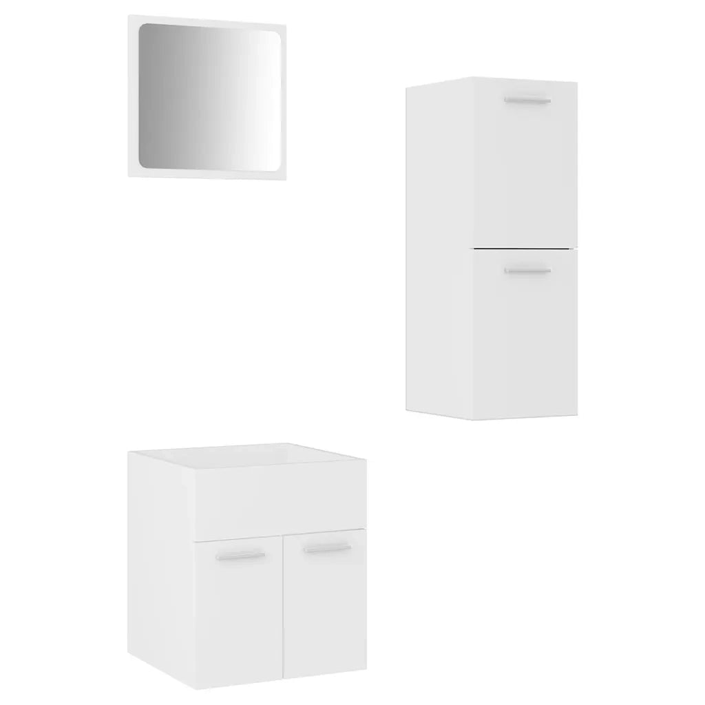 Set Mobili da Bagno | Armadio da bagno Bianco in Truciolato