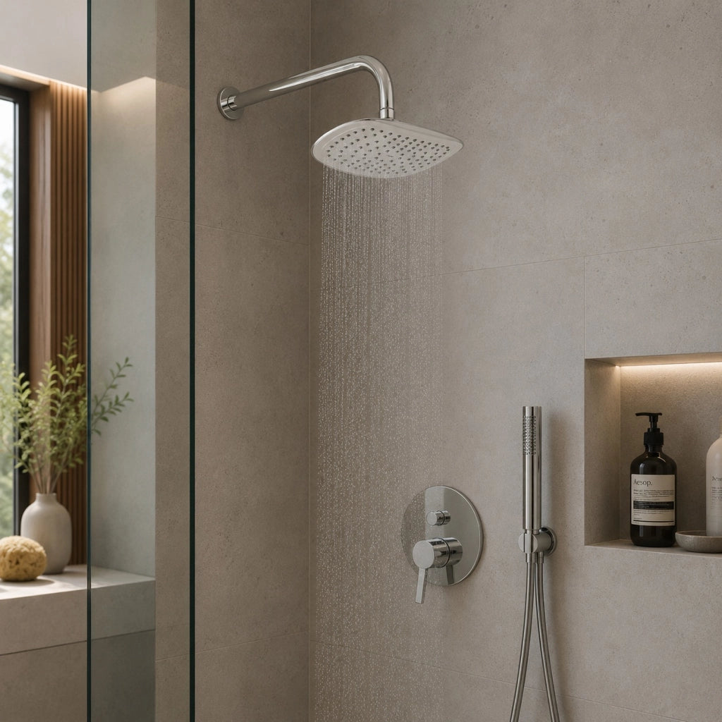 Soffione Doccia Per Bagno Quadrato Multigetto Bianco 15x15 cm 1/2" 69289