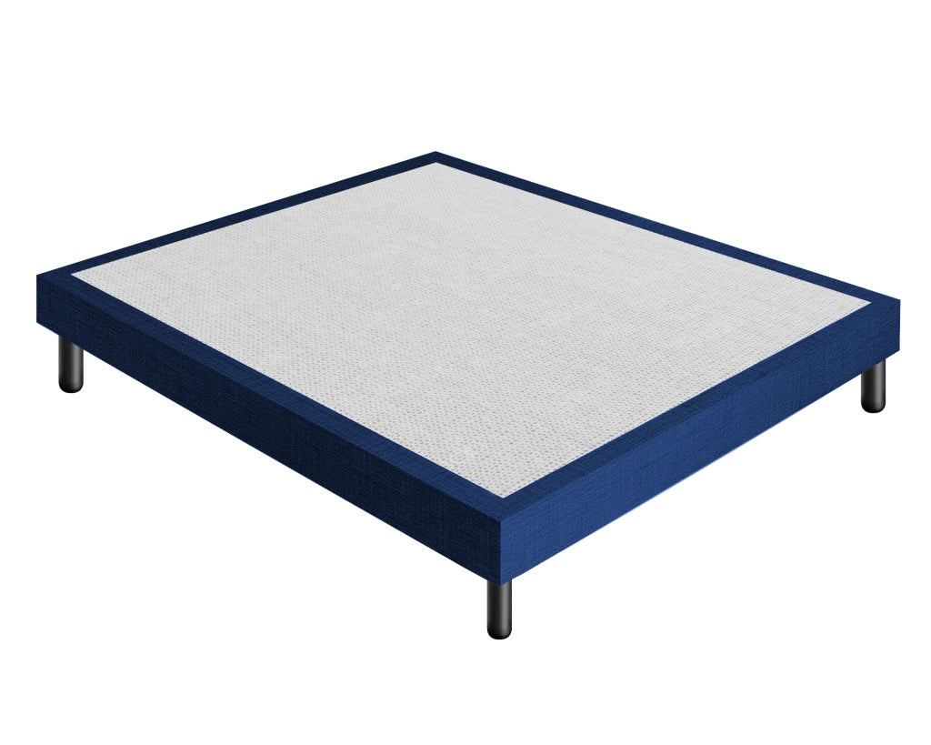 Letto Sommier Matrimoniale 180x200 Blu Rivestito - Resistente fino a 120 Kg per Persona