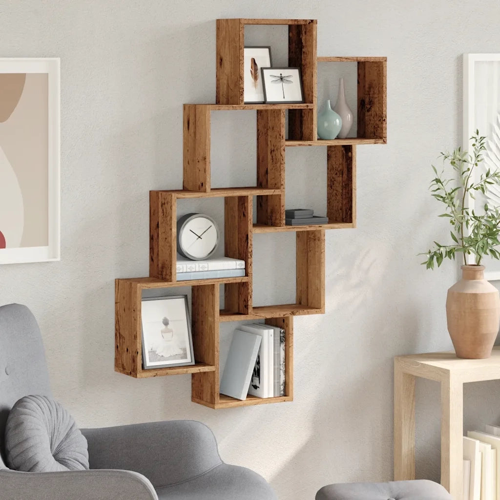 Mensola a Muro a Cubo Antico 90x15x119,5 cm Legno Multistrato 856596