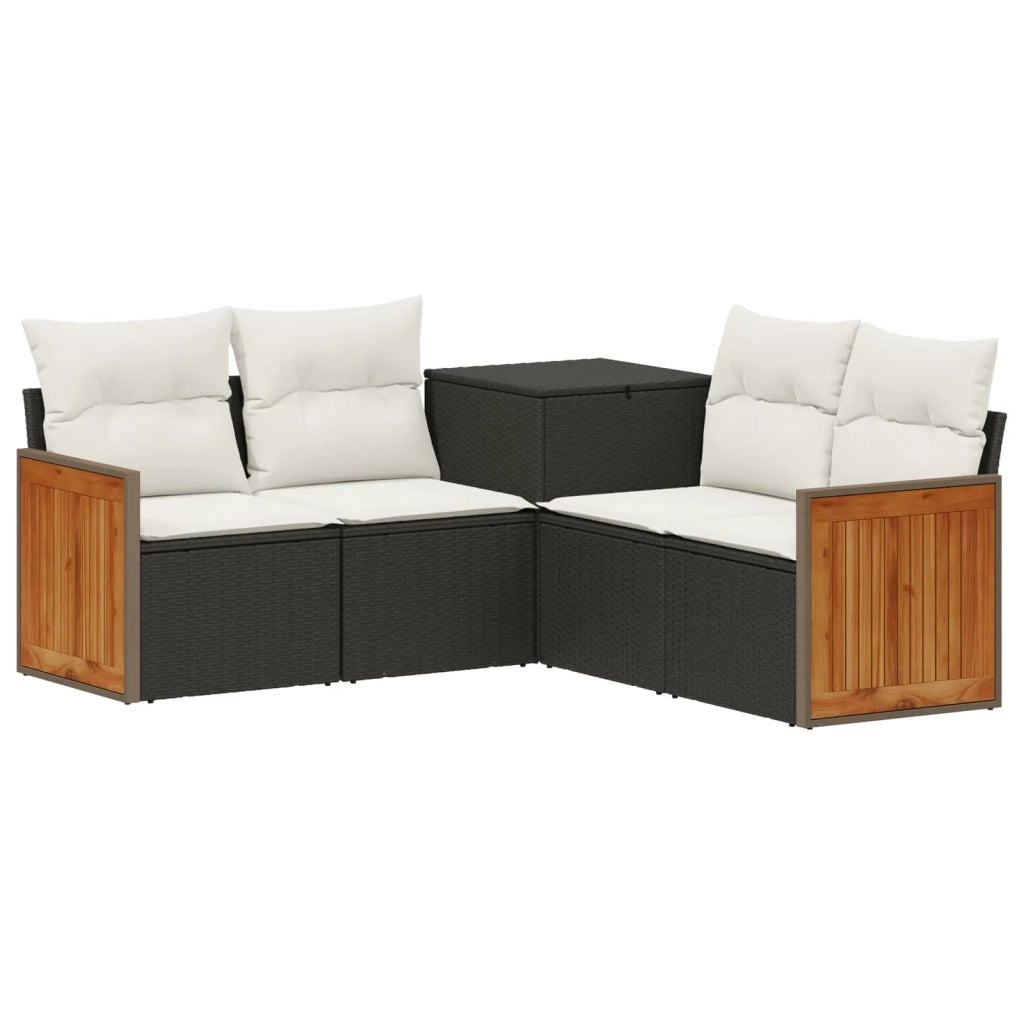 Set di divani 5 pz Nero e Bianco Crema 3447960