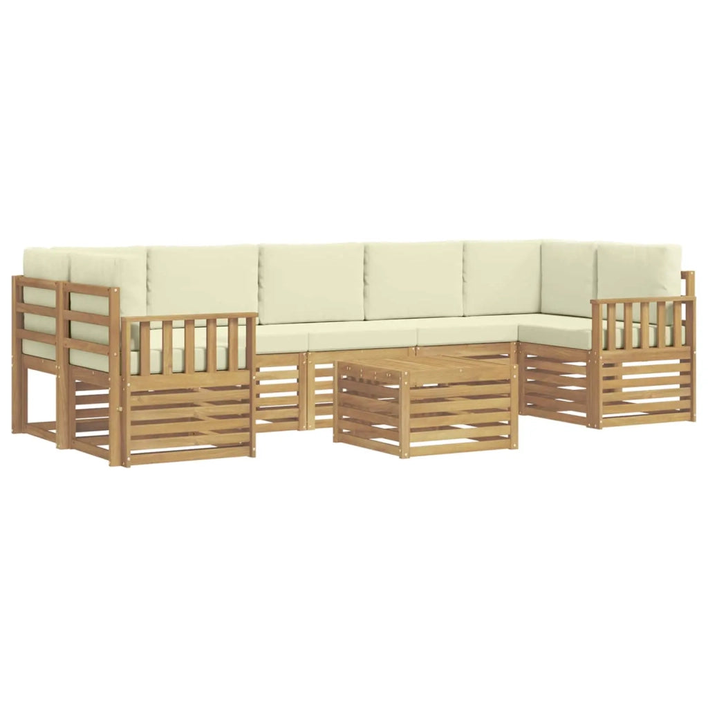 Set di divani da esterno 8 pcs Bianco e Crema Poliestere