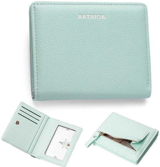 Portafoglio per donne - Piccola dimensione - Materiale PU morbido - Molte tasche - Ospita carta di credito - Finestra per documento d'identità - Chiusura a rilascio di moneta - Portafoglio per donne