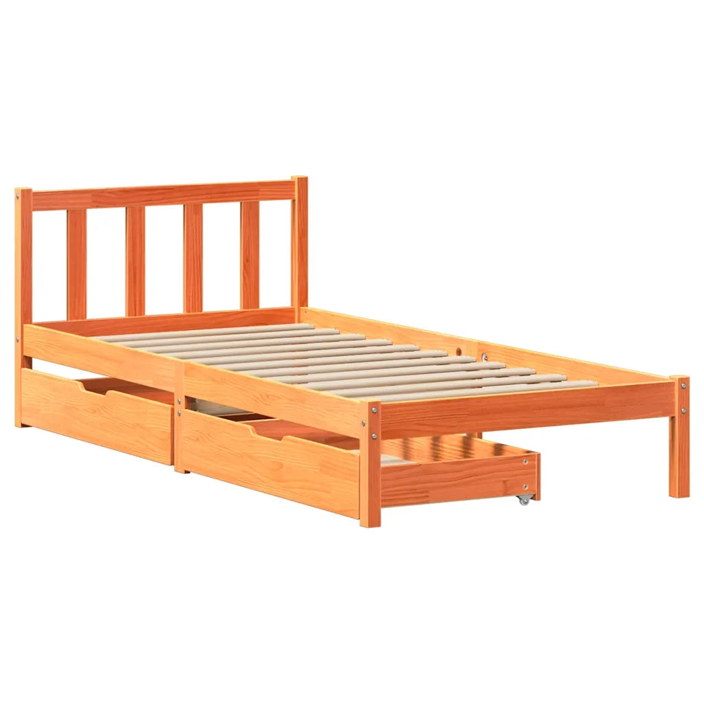 Letto singolo | Letto per adulti | Letto senza Materasso Marrone Cera 100x200 cm in Legno di Pino