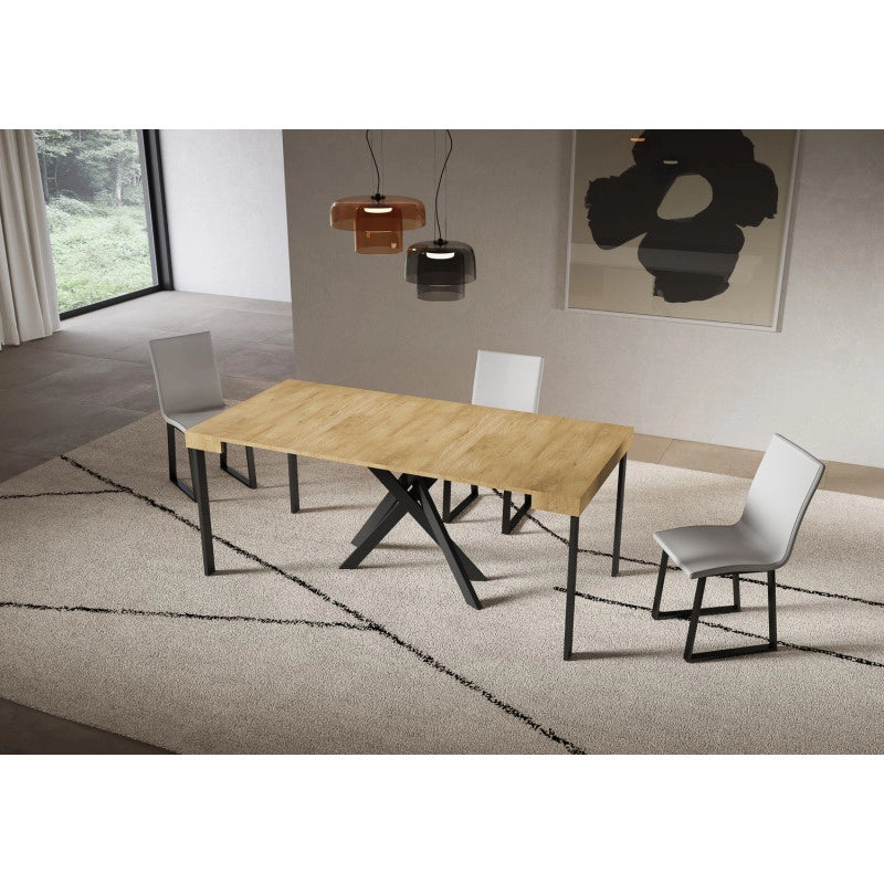 Consolle allungabile 90x40/196 cm Saki Small telaio Antracite - Quercia Natura